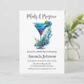 Petals & Prosecco Blauw Bloemen Blush Vrijgezellen Kaart (Staand voorkant)