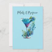 Petals & Prosecco Blauw Bloemen Blush Vrijgezellen Kaart (Achterkant)