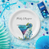 Petals & Prosecco Blauw Bloemen Vrijgezellenfeest Papieren Bordje (Feest)