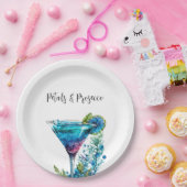 Petals & Prosecco Blauw Bloemen Vrijgezellenfeest Papieren Bordje (Feest)