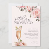 Petals & Prosecco Bloemen Bruidsdouche Uitnodiging (Voorkant)