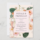 Petals & Prosecco Bloemen Bruidsdouche Uitnodiging (Voorkant)