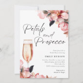 Petals & Prosecco Bloemen Bruidsdouche Uitnodiging (Voorkant)