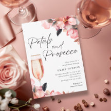 Petals & Prosecco Bloemen Bruidsdouche Uitnodiging