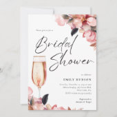 Petals & Prosecco Bloemen Bruidsdouche Uitnodiging (Voorkant)