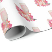 Petals & Prosecco Bloemen Roze Chique Verjaardagsb Cadeaupapier (Rol Hoek)
