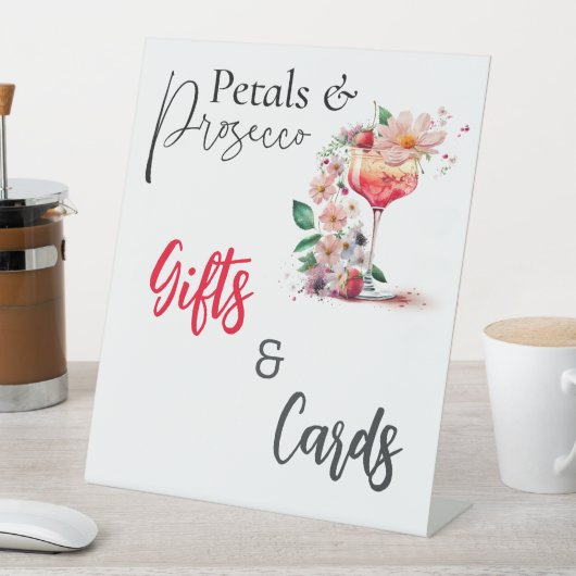 Petals Prosecco Bloemen Vrijgezellenfeest Brunch C Reclamebord Met Voetstuk (Insitu)