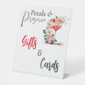 Petals Prosecco Bloemen Vrijgezellenfeest Brunch C Reclamebord Met Voetstuk (Voorkant)