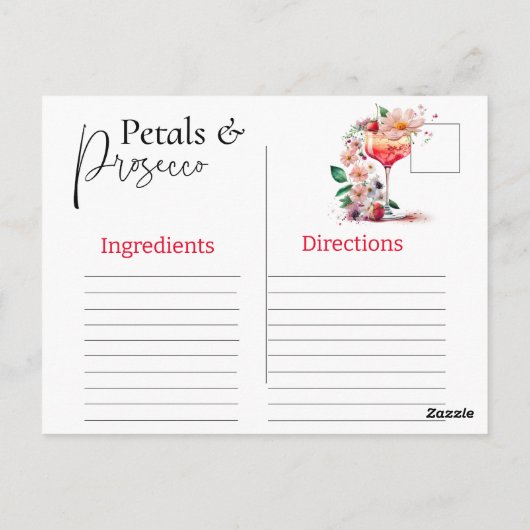 Petals Prosecco Bloemen Vrijgezellenfeest Brunch R Briefkaart (Achterkant)