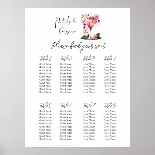 Petals & Prosecco Bloemen Vrijgezellenfeesten Zitp Poster (Voorkant)
