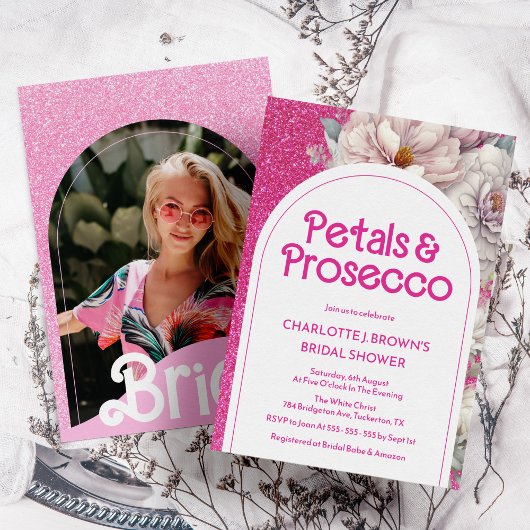 Petals & Prosecco Bloemenboog Boho Vrijgezellenfee Kaart