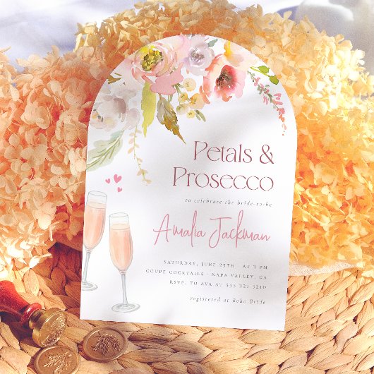 Petals & Prosecco Bloemenboog Vrijgezellenfeest Kaart