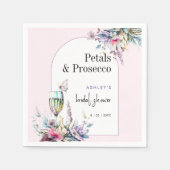 Petals & Prosecco Bloemenboog Vrijgezellenfeest Servet (Voorkant)