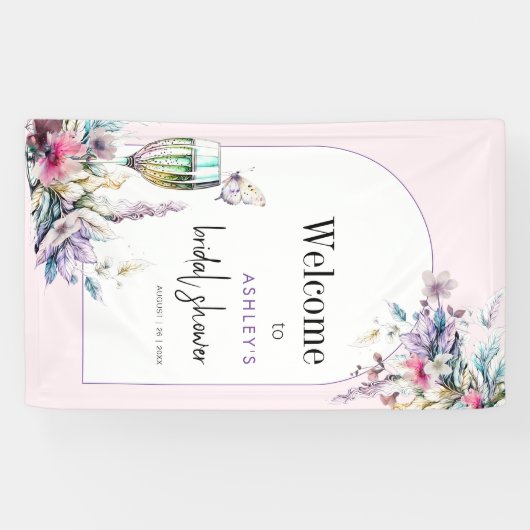 Petals & Prosecco Bloemenboog Vrijgezellenfeest Spandoek (Horizontaal)