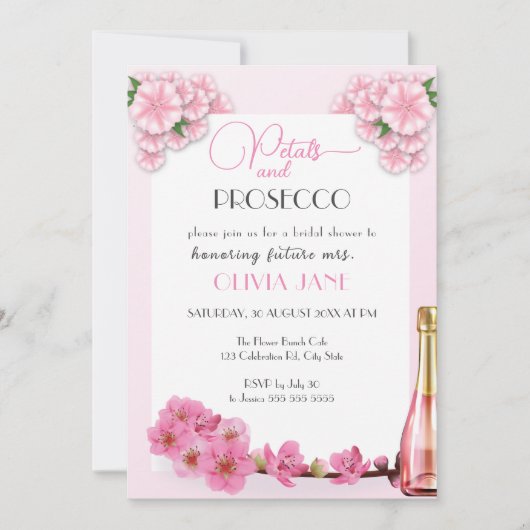 Petals & Prosecco Bloemenboog Zomer Vrijgezellenfe Kaart (Voorkant)