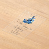 Petals & Prosecco Blue Roses Champagne Acryl Uitnodigingen (Laagn)