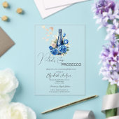 Petals & Prosecco Blue Roses Champagne Acryl Uitnodigingen (Insitu (Huwelijk))