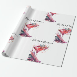 Petals & Prosecco Blush Bloemen Vrijgezellenfeest Cadeaupapier