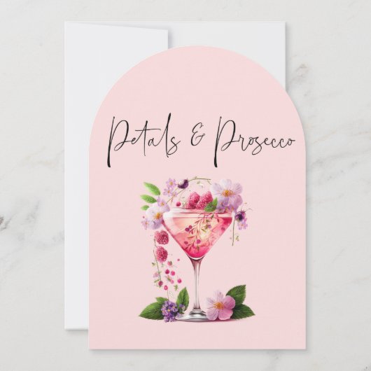 Petals Prosecco Blush Pink Floral Vrijgezellenfees Kaart (Achterkant)