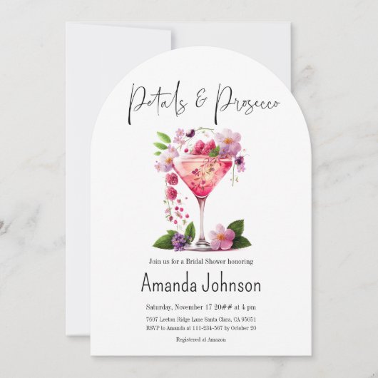 Petals Prosecco Blush Pink Floral Vrijgezellenfees Kaart (Voorkant)