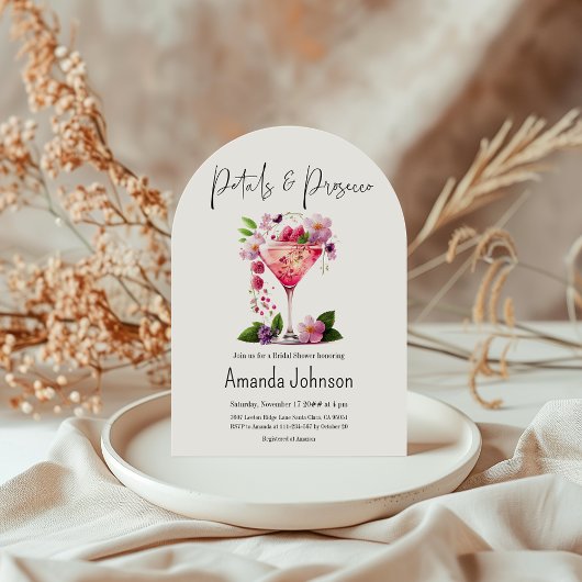 Petals Prosecco Blush Pink Floral Vrijgezellenfees Kaart