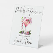Petals & Prosecco Blush Pink Vrijgezellenfeest Gue Reclamebord Met Voetstuk (Voorkant)