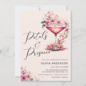 Petals & Prosecco Blush Roze Vrijgezellenfeest Kaart (Voorkant)