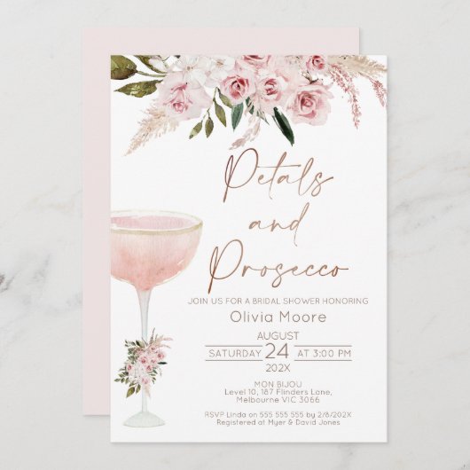 Petals Prosecco Boho Blush Bloemen Vrijgezellenfee Kaart (Voorkant / Achterkant)