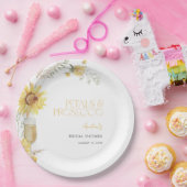 Petals & Prosecco Boho Zonnebloem Vrijgezellenfees Papieren Bordje (Feest)