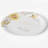 Petals & Prosecco Boho Zonnebloem Vrijgezellenfees Papieren Bordje (Gekanteld)