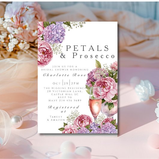 Petals & Prosecco Bridal Shower floral  Kaart