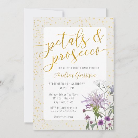 Petals & Prosecco Bridal Shower Kaart (Voorkant)
