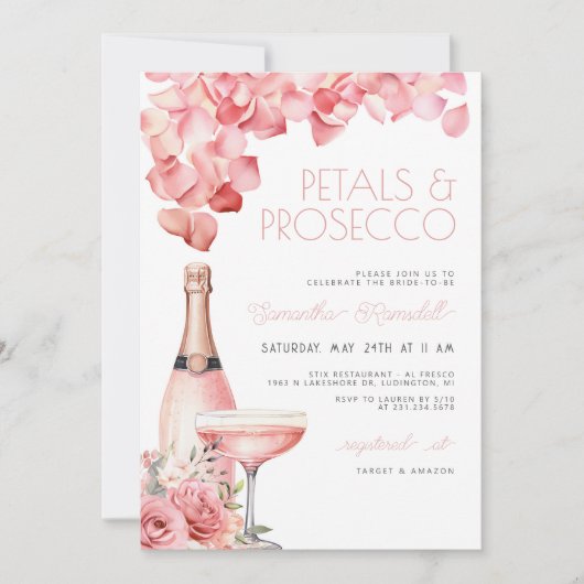 Petals & Prosecco Bridal Shower Kaart (Voorkant)