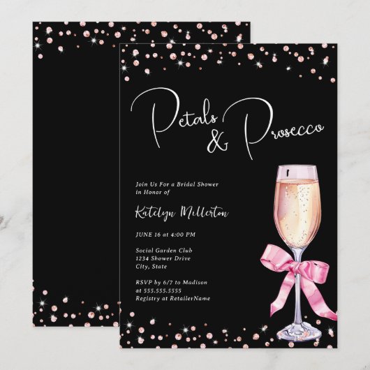 Petals & Prosecco Bridal Shower Kaart (Voorkant / Achterkant)