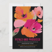 Petals & Prosecco Bright Abstract Floral Black Kaart (Voorkant)