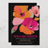Petals & Prosecco Bright Abstract Floral Black Kaart (Voorkant / Achterkant)
