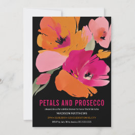 Petals & Prosecco Bright Abstract Floral Black Kaart