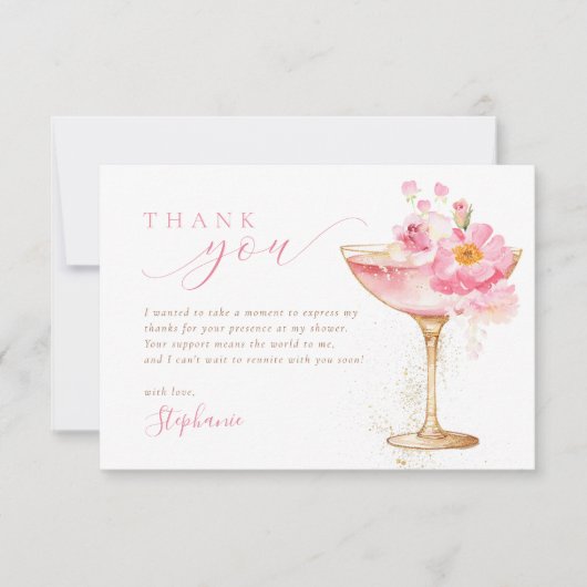 Petals Prosecco Bruidsmeisje Feest Bedankkaart (Voorkant)