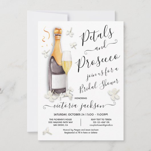 Petals & Prosecco Brunch en bijbelbaar Vrijgezelle Kaart (Voorkant)