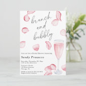 Petals & Prosecco Brunch en bubbelige bruids Kaart (Staand voorkant)