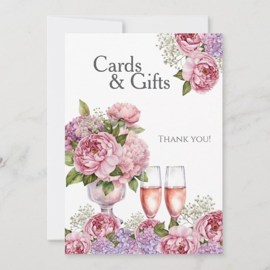 Petals & Prosecco "Cards & Gifts" Sign  Kaart (Achterkant)