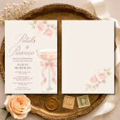 Petals & Prosecco Champagne Bow Bridal Shower Kaart