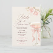 Petals & Prosecco Champagne Bow Bridal Shower Kaart (Staand voorkant)