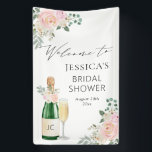 Petals & Prosecco Champagne Welkomstbord Spandoek<br><div class="desc">Deze schattige uitnodiging zal klaar zijn om naar je toekomstige gasten te sturen wanneer je het aanpast!</div>