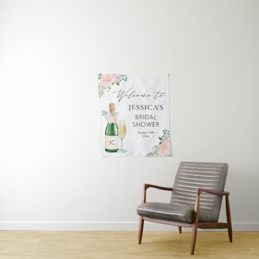 Petals & Prosecco Champagne Welkomstbord Wandkleed (In situ)