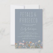 Petals & Prosecco Dusty Blue Wildflower Foto Kaart (Voorkant)