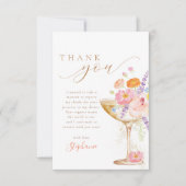 Petals & Prosecco Floral Bridal Shower Bedankkaart (Voorkant)