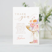 Petals & Prosecco Floral Bridal Shower Bedankkaart (Staand voorkant)