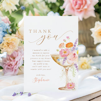 Petals & Prosecco Floral Bridal Shower Bedankkaart