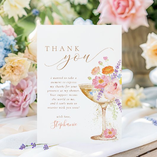 Petals & Prosecco Floral Bridal Shower Bedankkaart